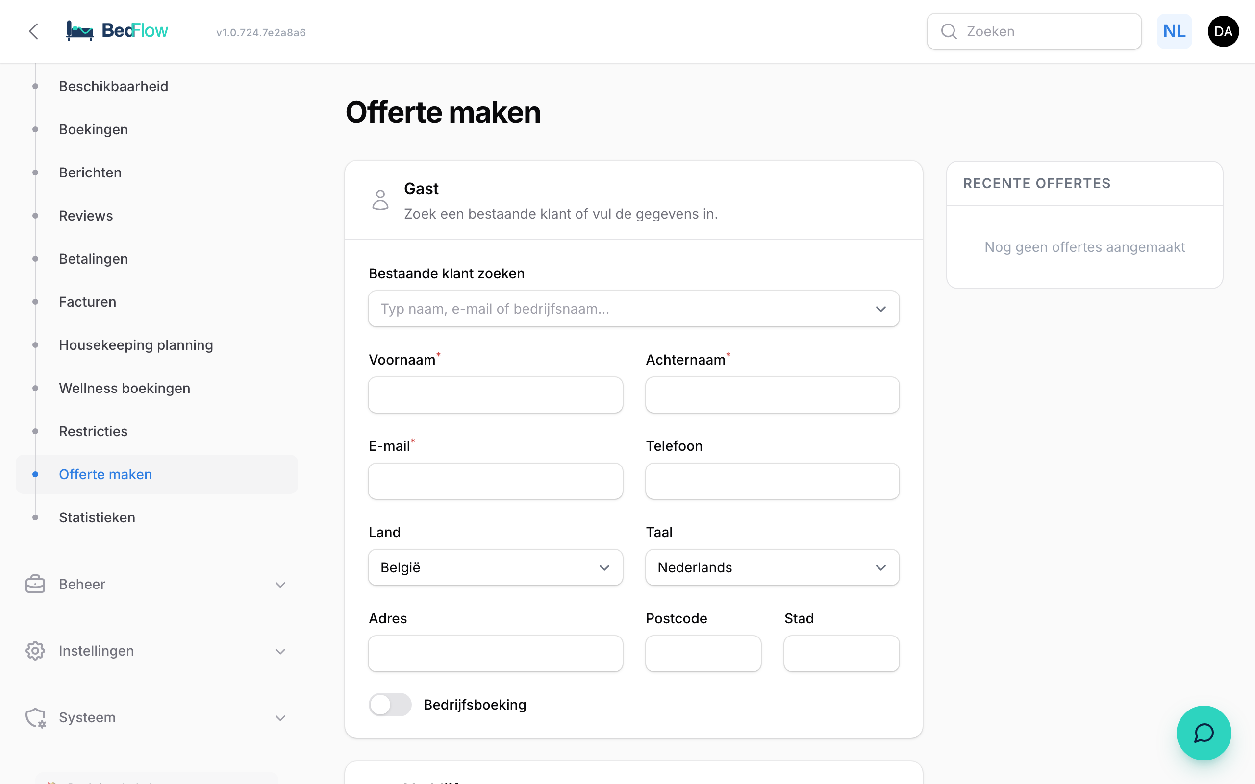Offerte maken (voor custom bookings)