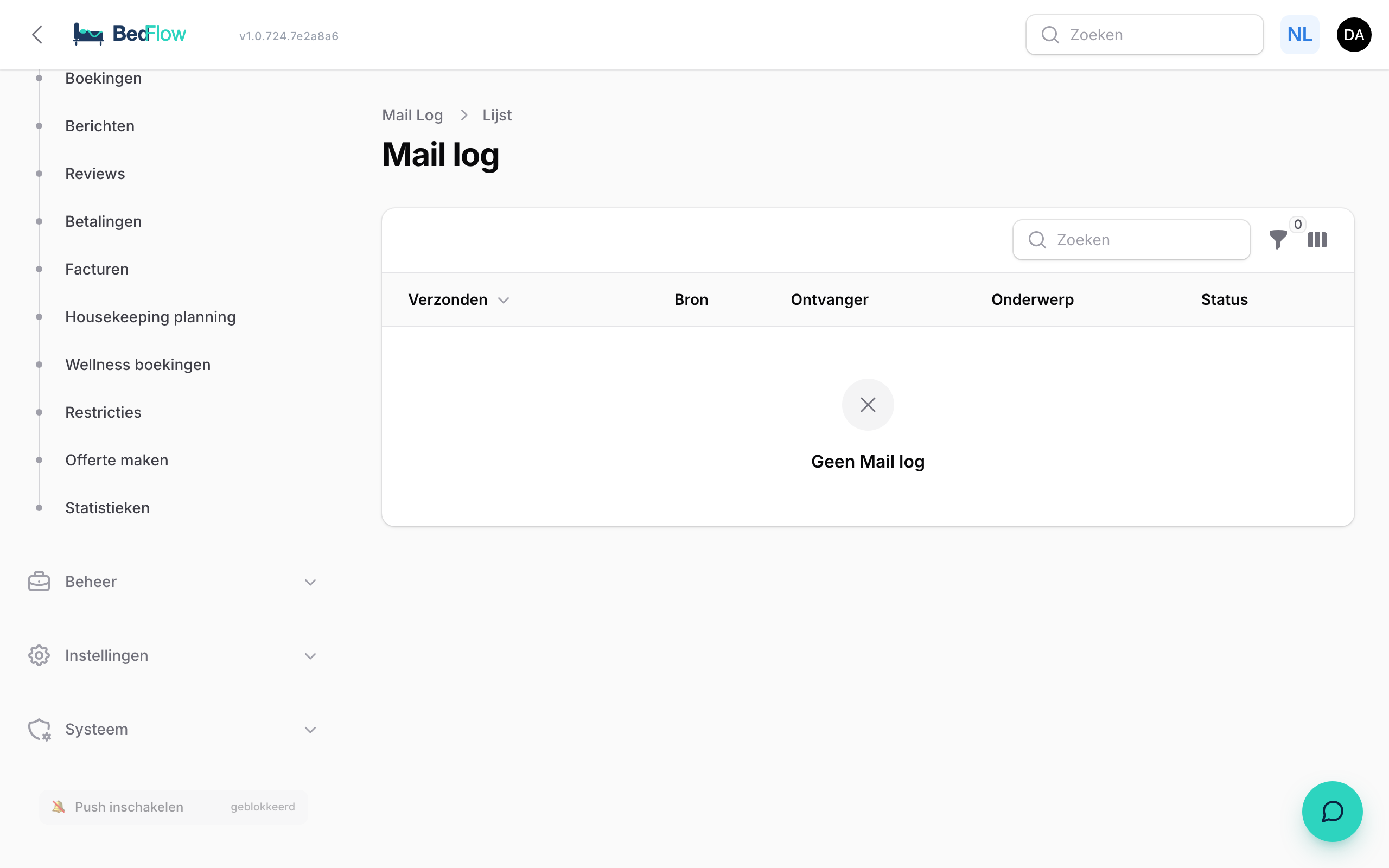Mail log — alle verzonden e-mails