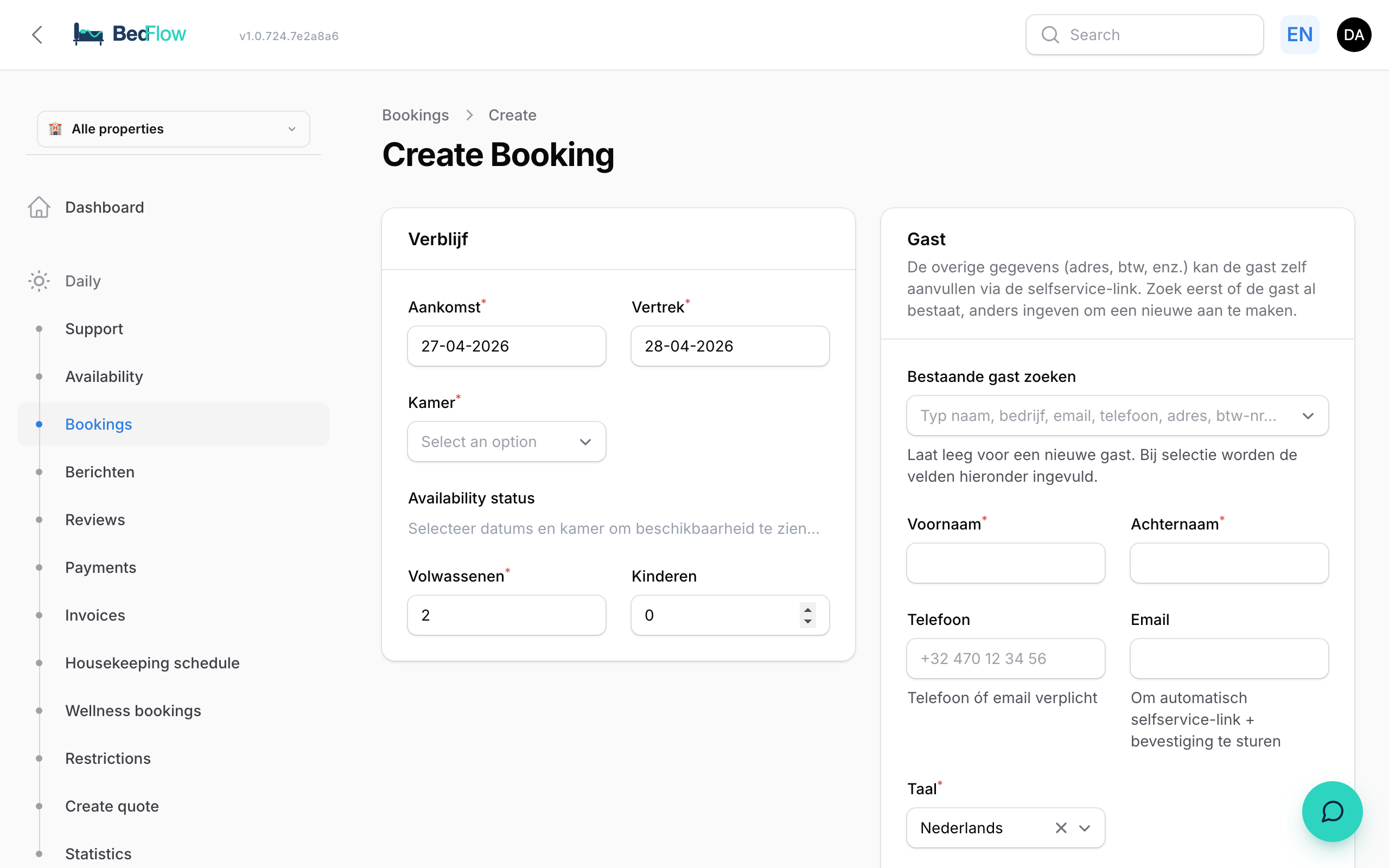 Manual booking (phone / walk-in)