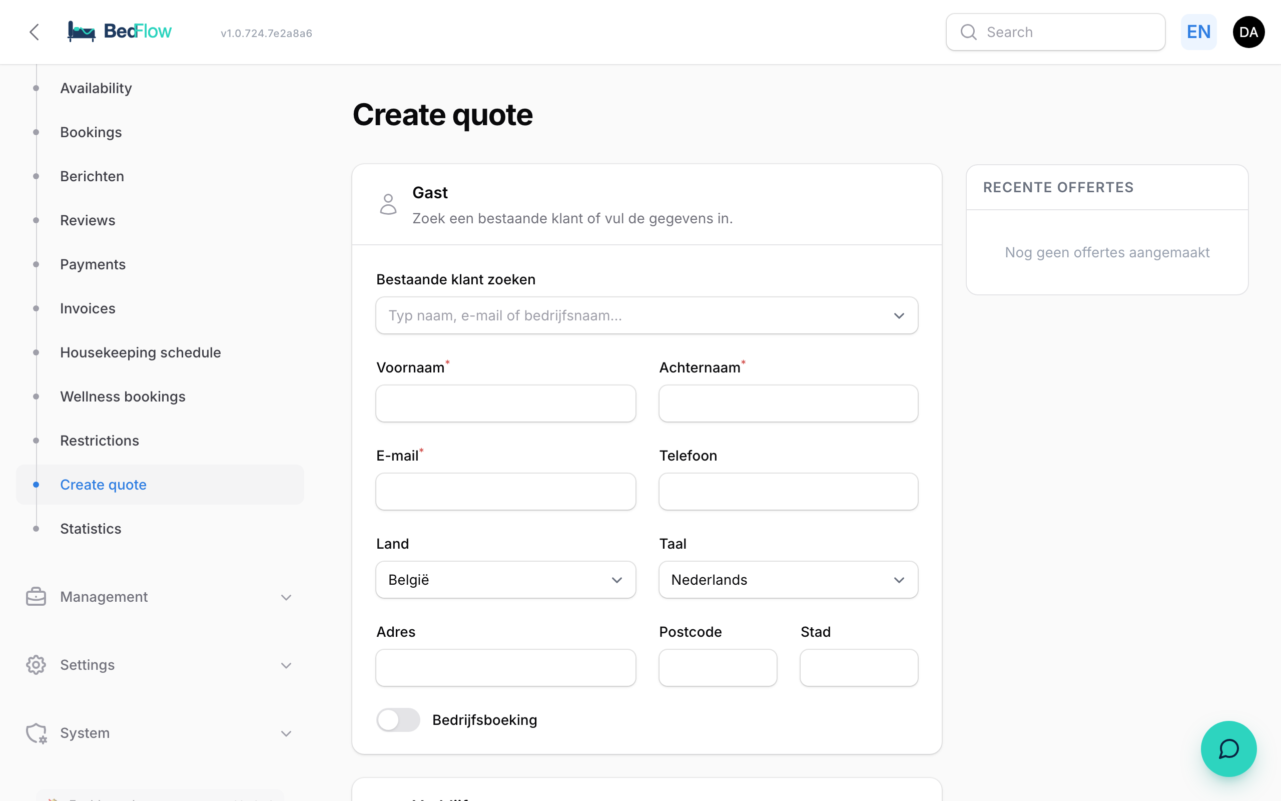 Creating a quote (for custom bookings)