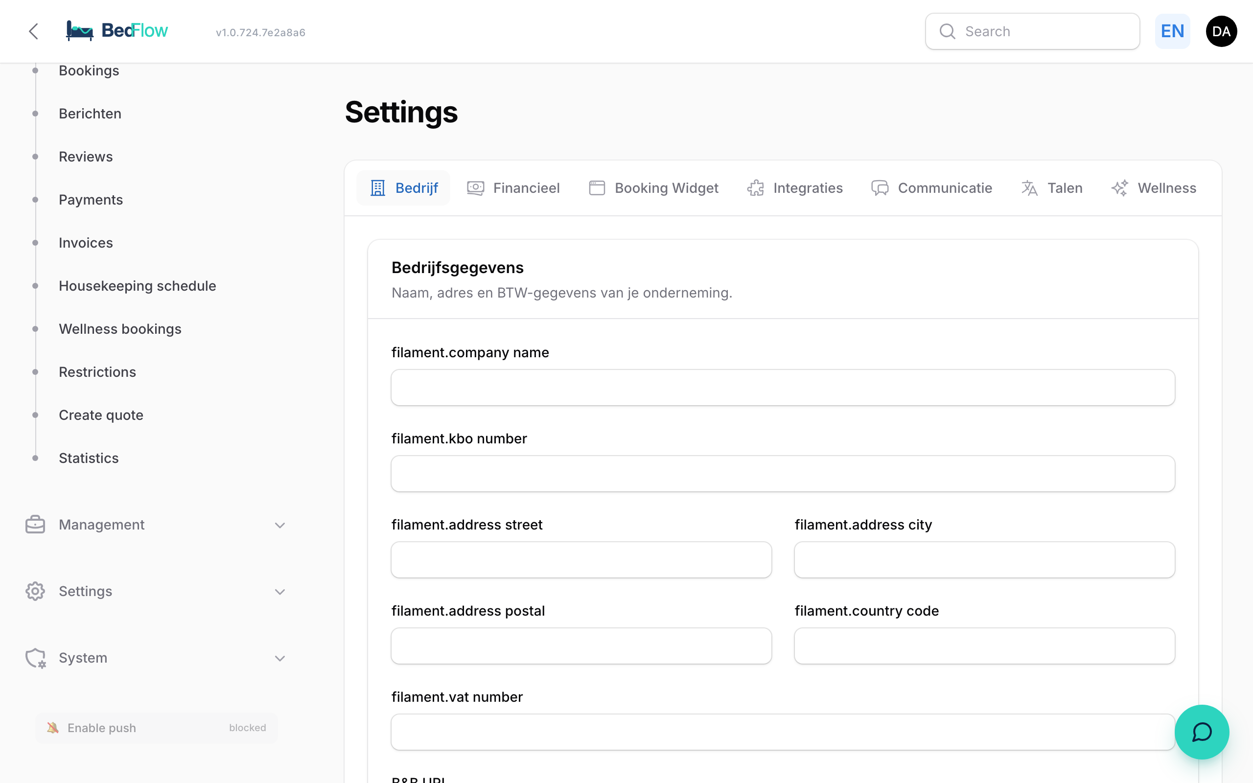 General settings
