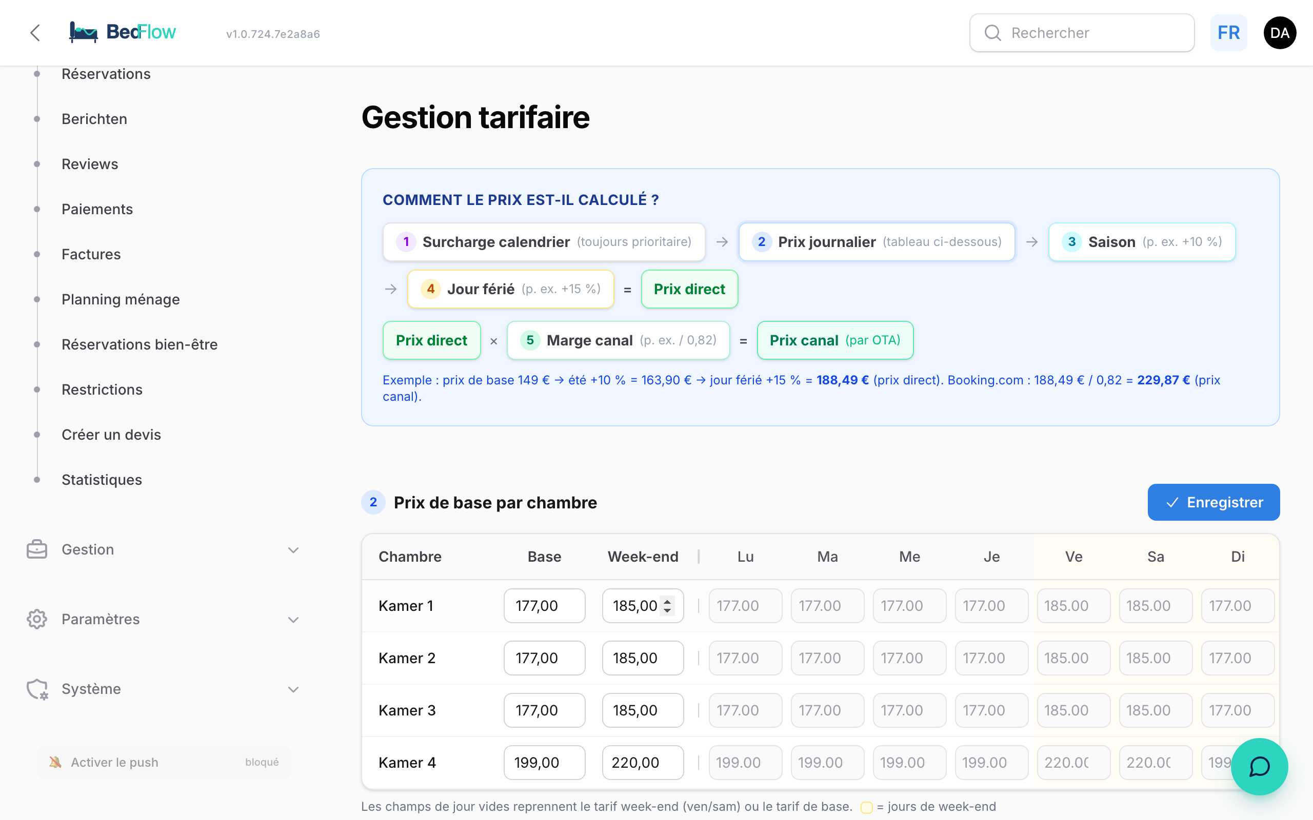 Gestion tarifaire — le moteur de prix