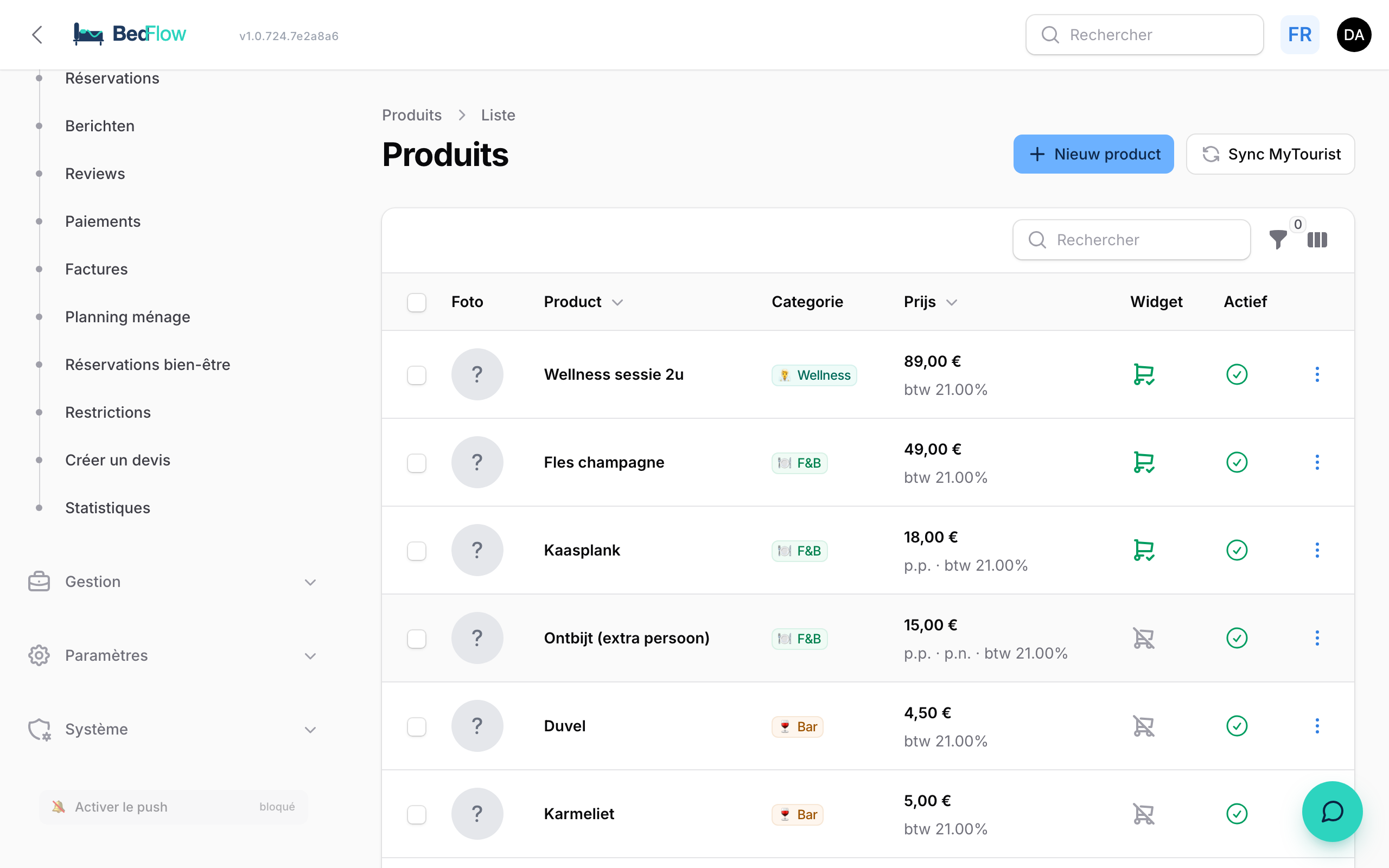 Gérer les produits et extras