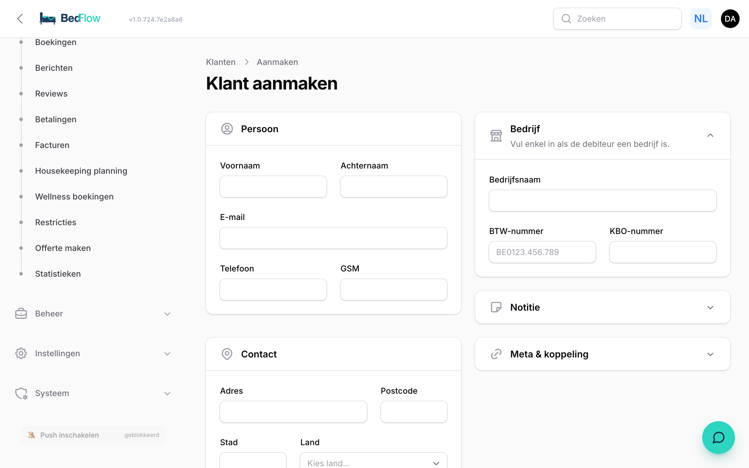 Nieuwe debiteur — formulier